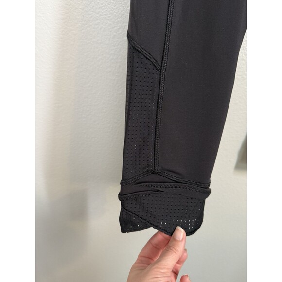 LULULEMON *RARE* Lab REPETITION CROP Mesh gold zipper Size 10 Solid Black Ruffle - Picture 3 of 13